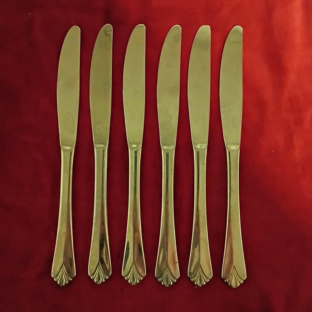6 Dinner Knives Farberware‎ BAYPORT Stainless Glossy Flatware Replacement 8.5